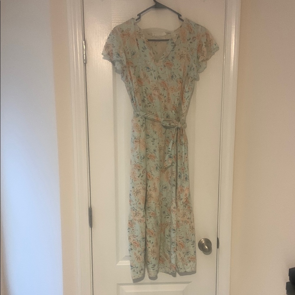 NWOT Lucky Brand Aqua Floral Print Women's Dress
